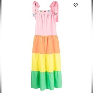 New Mira Mikati Embroidered-Motif Tiered Dress FR 40 / Medium